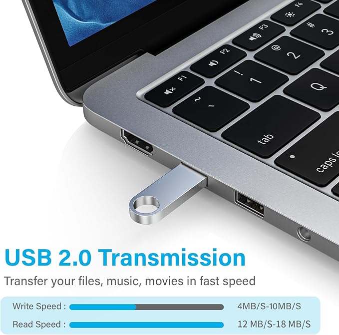 ABLAZE 1GB Flash Drive 20 Pack, Metal USB 2.0 Thumb Drives with Keychains USB Sticks Pendrives (Sliver)