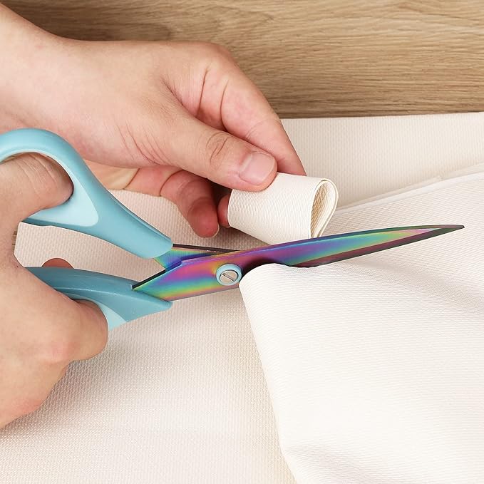 Scissors All Purpose, Sharp Titanium Blades Shears, Rubber Comfort Grip Handle, Multipurpose scissors 3 pack, Great for Office, Fabric, Craft, Sewing, Arts, School and Home Supplies, Blue