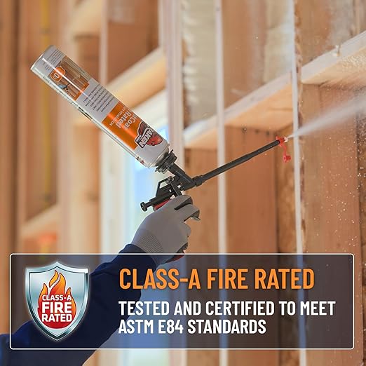 Kraken Bond Fastcoat Fire Rated Spray Foam Insulation Kit Closed Cell in a Can 20 sq ft (1x27.1 oz.) (R-Value 11.32 / 2in) - Spray Foam for Garage Door, Attic, Wall Gun & Cleaner Included, 1 Pack