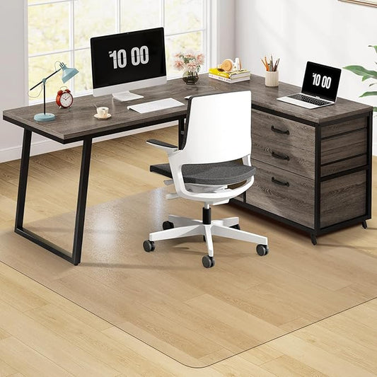 Clear Chair Mat, 60" x 50" Office Chair Mat for Hard Floors, Floor Protector Desk Mat for Gaming Chair, Vinyl Floor Mat for Home Office Kichen Living Room, Clear