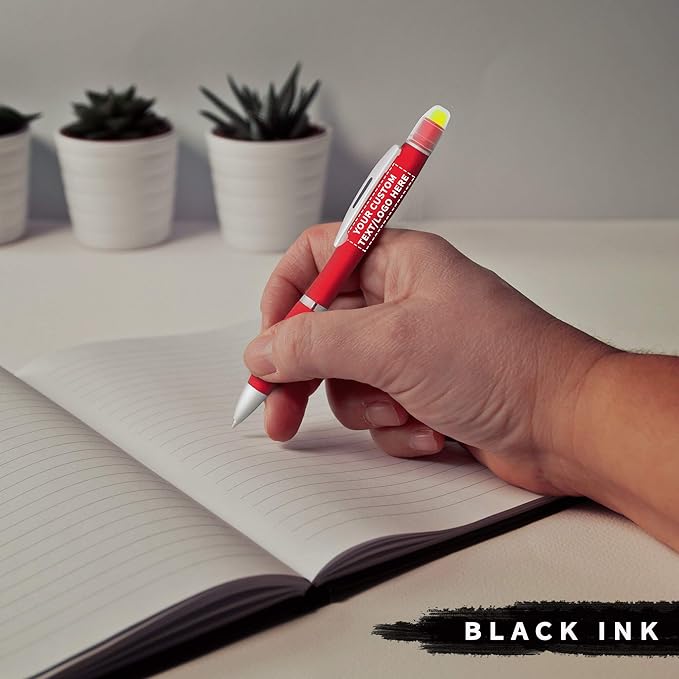 DISCOUNT PROMOS 10 Marathon Gel Highlighter Pens Pack - Customizable Text, Logo - Twist Mechanism, Ballpoint - Red