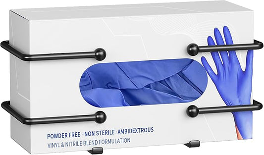 Glove Box Dispenser Wall Mount: Black Glove Holder Organizer for Disposable Glove Box & Tissue Box - Glove Organizer on Wall in Lab, Kitchen, Bathroom, Garage