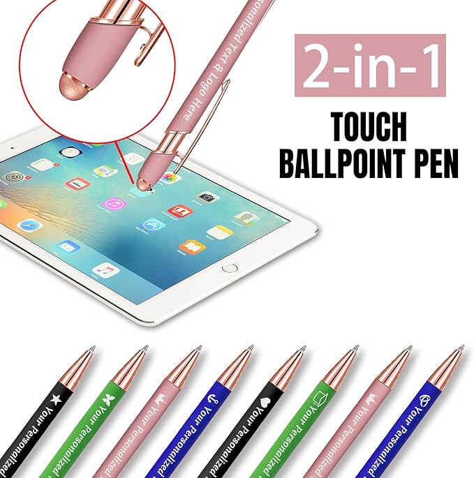STREADVE Personalized Custom Pens 30 Engraved Writing Pen with Name Logo, Customized Promotional Items Stylus Pen Gifts for Communion Wedding Men Women Realtor Business, Deep Red