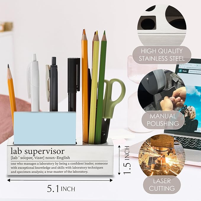 Lab Supervisor Gifts, Lab Supervisor Desk Decor Stainless Steel Pen Pencil Holders WCC37
