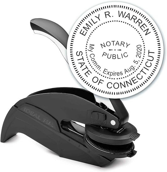 MaxMark Notary Seal Round Embosser for Connecticut State - Includes Gold Burst Seal Labels (50 Count)