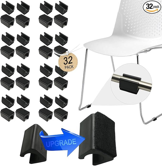 Rectangle U Shaped Chair Leg Tips Cap with Felt Pads,Furniture Feet Protector Slide Smoothly Glides,Protect Hardwood Floor No Scratches No Noise,Fit 14mm(9/16inch) Diameter Tubular Legs (Black 32PCS)