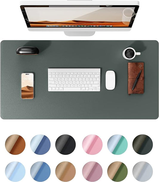 YSAGi Leather Desk Pad Protector, Office Desk Mat, Large Mouse Pad, Non-Slip PU Leather Desk Blotter, Laptop Desk Pad, Waterproof Desk Writing Pad for Home (23.6" x 13.8", Dark Green)