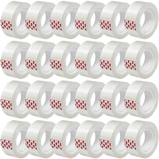 24 Rolls Transparent Tape Refills, Clear Tape, 3/4 x 800 Inches, Glossy Gift Wrapping Tapes for Dispenser, Office, School, Home