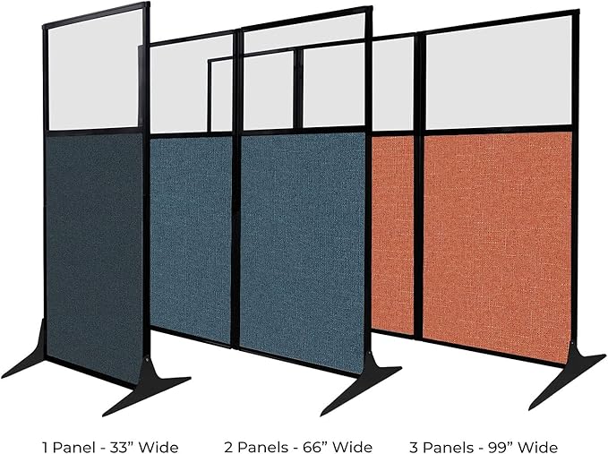 Versare Workstation Partition | Portable Wall Divider | Modern Office Cubicle | Free Standing Privacy Screen | Flexible Work Space | 66" x 70" Papaya Fabric Panels