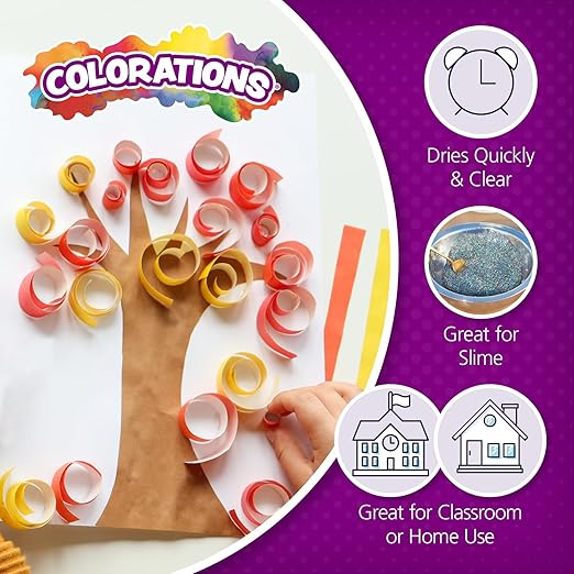 Colorations Washable Clear Glue, 1 Gallon, Dries Clear, Gluing, Crafts, School Glue, Home Glue, Office Glue, Craft Projects, Washable Glue, Non Toxic Glue, Homeschool, Home School Use