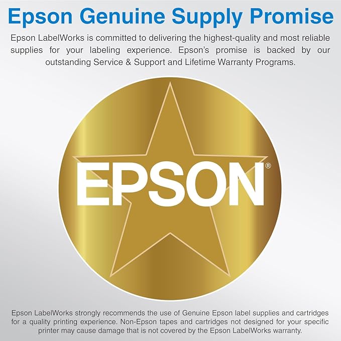 Epson LABELWORKS 218GCPX Genuine PET (Polyester) Tape Cartridge - Gold on Clear Designer Craft Label Maker Tape - 3/4" (18MM) Wide, 30'