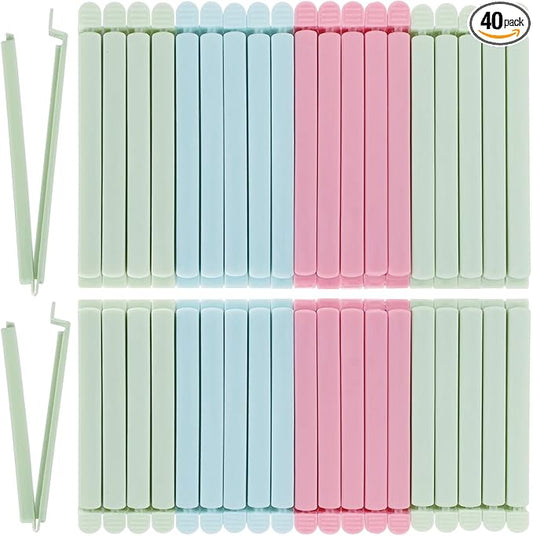 40 PCS Sealing Clip Bag Plastic Bag Chip Clips Large Size Food Bag Clips for Food Storage Kitchen and Home (5.9in x20, 4.72in x20)