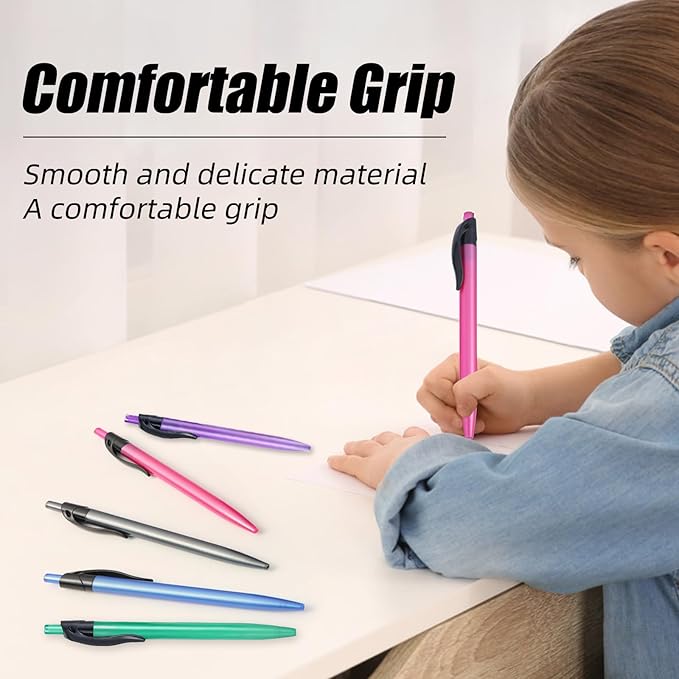 Yuxingrong Retractable Black Ballpoint Pen for Smooth Writing 1.0mm Medium Pack of 50, click pens with comfort grip, Idea for Journaling, Planner, Note Taking