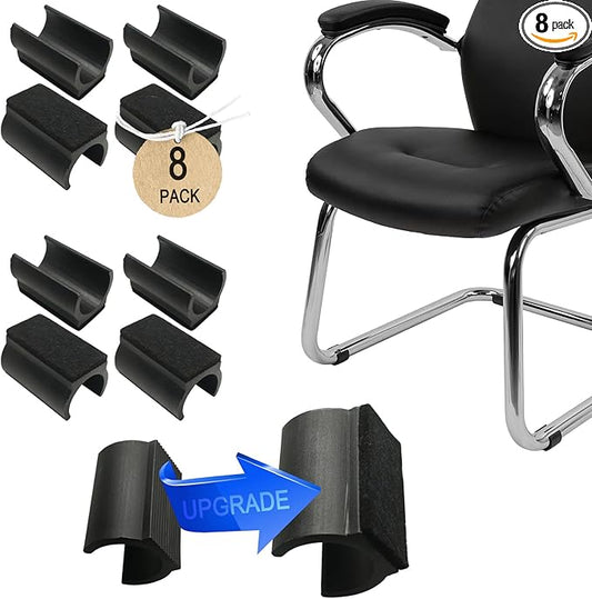 Rectangle U Shaped Chair Leg Tips Cap with Felt Pads,Furniture Feet Protectors Slide Smoothly Glides,Protect Hardwood Floor No Scratches No Noise,Fit 25mm(1 inch) Diameter Tubular Legs (Black 8PCS)
