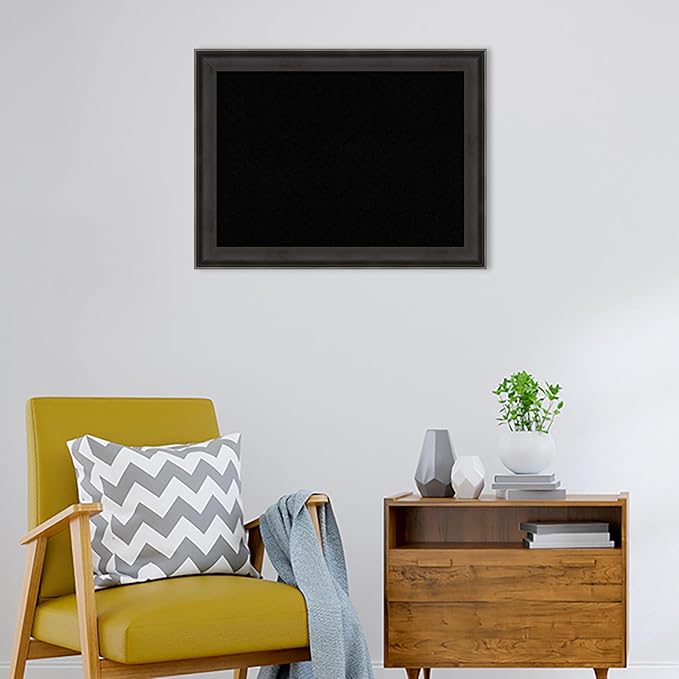 Amanti Art Black Cork Board for Wall, 24x32 Vision Board with Black Wood Frame, Medium Corkboard Office Decor for Home Organization, Casual Corkboard Pinboard to Display Items for Home Organization