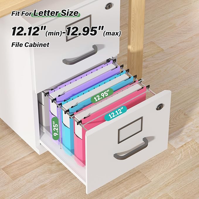 Ansook Extra Capacity Plastic Hanging File Folders Letter Size, 2" Expanding Accordian Pocket with Black Insert Gasket, Heavy Duty for Filing Cabinet, Colored File Hang Folders Organizer, 6 Pack