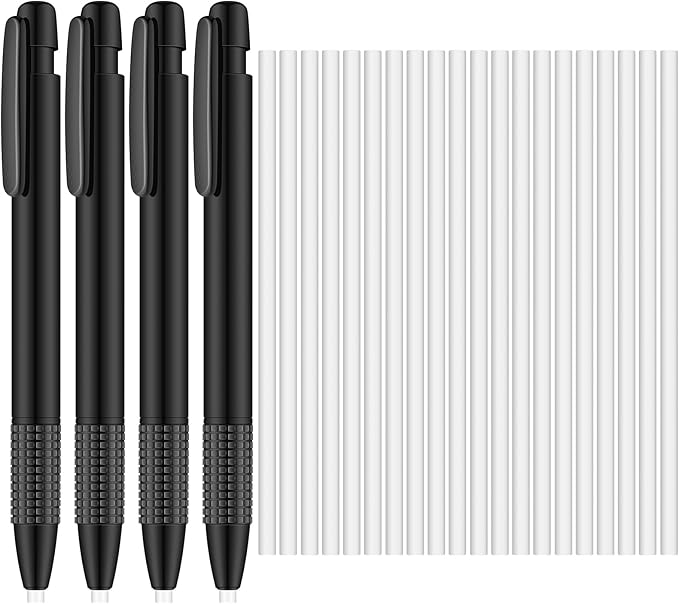 Eersida Retractable Eraser and Refill Mechanical 3.8 mm Pen Style Art Erasers for Artists Drawing Painting, Students Teacher Adult Office School Home(4 Packs)