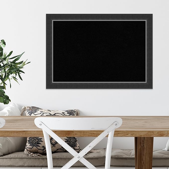 Amanti Art Black Cork Board for Wall, 19x27 Vision Board with Black Wood Frame, Medium Corkboard Office Decor for Home Organization, Modern Corkboard Pinboard to Display Items for Home Organization
