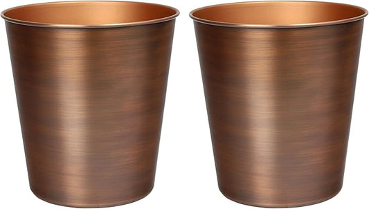 happimess HPM1113B-SET2 Nolan Modern Classic Smooth Steel 2 Gal Waste Bin for Kitchen, Office, Bathroom, Bedroom, Dorm, Antique Copper (Set of 2)