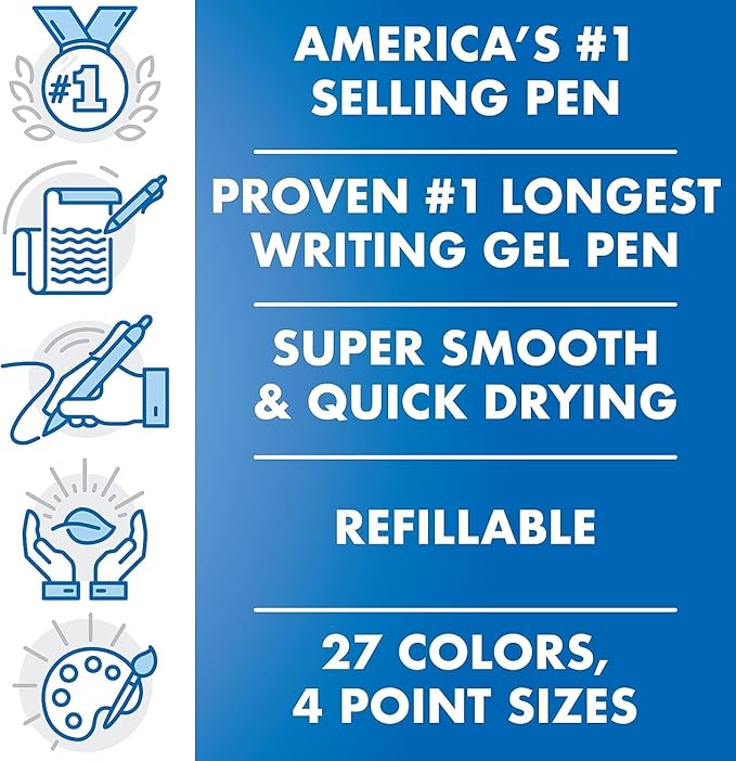 G2 Retractable Premium Gel Ink Roller Ball Pens Extra Fine Point (.5mm) Black/Blue Ink 3 pack; Refillable & Premium Comfort Grip Bundle with Plastic Reusable Pouch