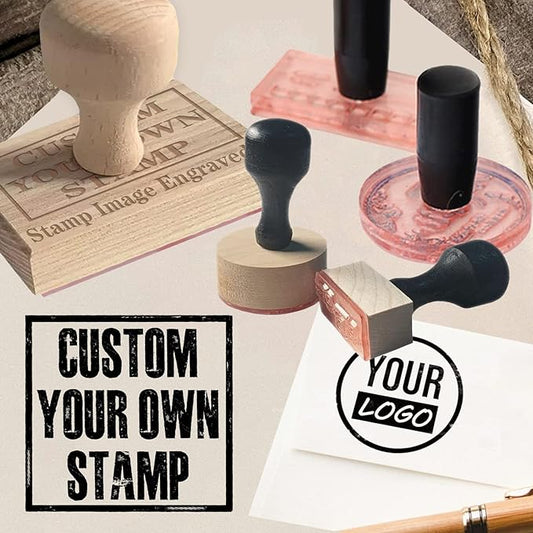 Custom Stamp with Logo Text - Personalized Rubber Stamp with Handle - Address Stamps for Business or Crafting - Rectangle 2"x4"
