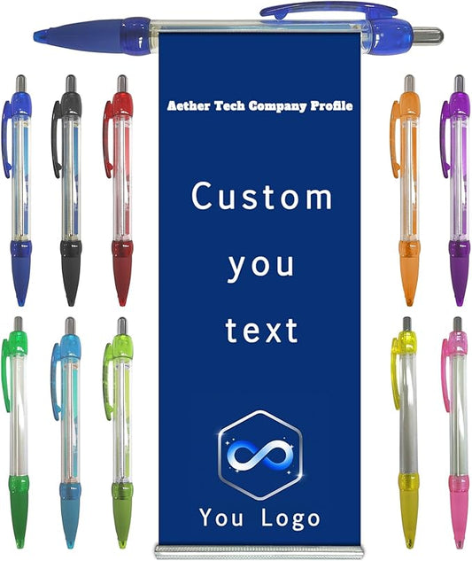 Personalized Pens Bulk, Custom Pollout Paper Pen with Printed, Customizable Retractable Roll Up Banner Pens for Business with Name Logo, Exhibitions, Events, Presentations, Advertising 800 Pcs