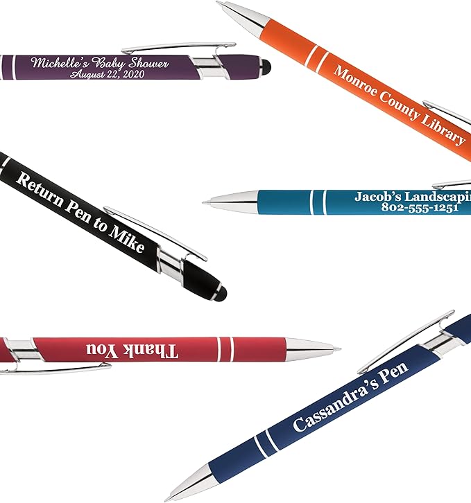 Up to 500 Pcs Custom Pens Bulk | Rainbow of Colors | Soft-Touch Metal Black Ink Personalized with Name or Message (Orange, 300 pcs)