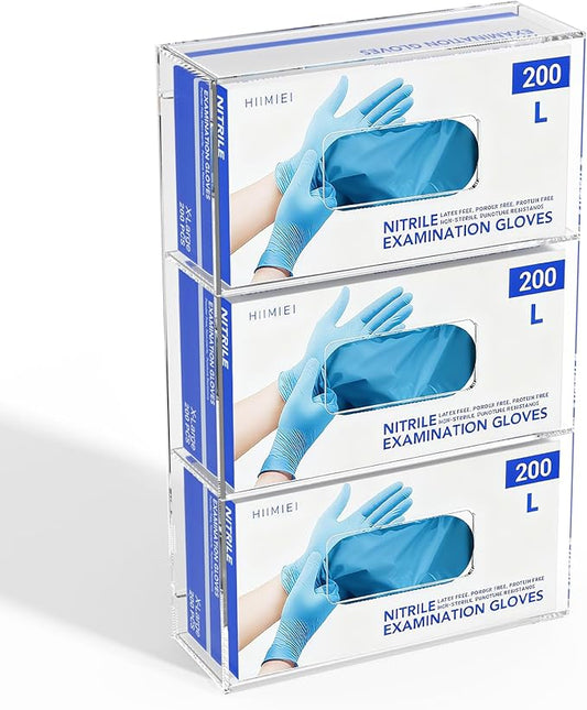 HIIMIEI Glove Holder for Wall Mount: Magnetic Gloves Box Holder, Acrylic Disposable Rubber Latex Glove Dispenser