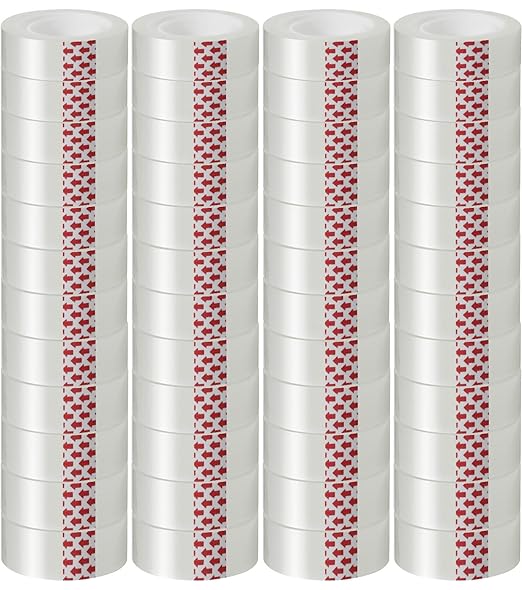 48 Rolls Transparent Tape Refills, Clear Tape Dispenser Refill Rolls, Glossy Gift Wrap Tapes for Office, School, Home, 3/4 x 800 Inches