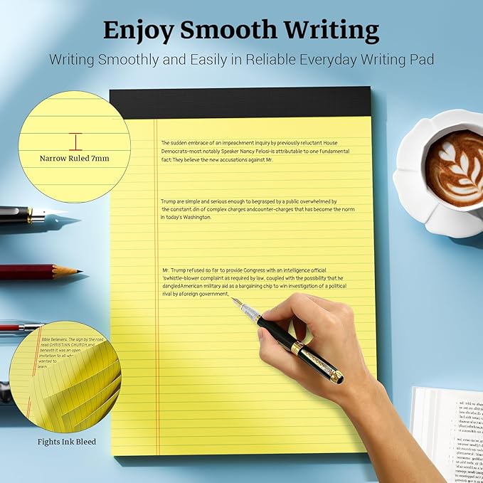 Legal Pads 8.5 x 11 Yellow Note Pads, 2 Pack College Ruled Notepads 8.5 x 11 Lined Paper, Yellow Notebook Paper Writing Pads 30 Sheets Per Legal Pads for Home Office School Supplies