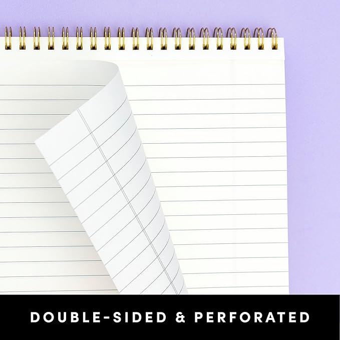 PAPERAGE Top Bound Spiral Notebook, 6 Pack, Lined Notepad, (Lavender/Blush/Light Grey), 70 Sheets (140 Pages) Per Notebook, Wide/Legal Ruled, 8.5 inches x 11 inches