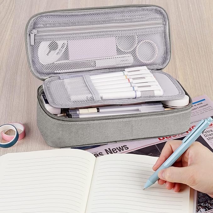 WEMATE Pencil Case, Large Storage Organizer for Stationery, Back - to - School Essential, Teacher Must - have, Big Pencil Pouch, Marker Case School Supplies for College & High School