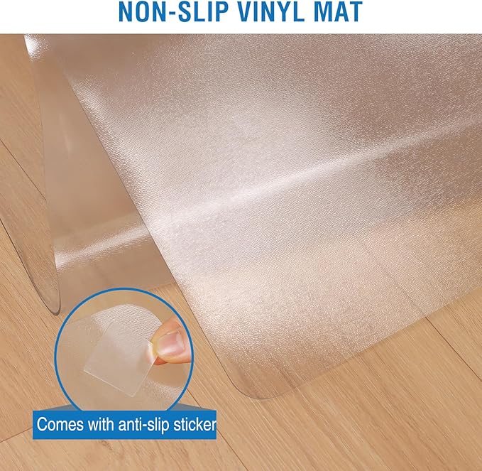 Clear Chair Mat, 48" x 36" Office Chair Mat for Hard Floors, Floor Protector Desk Mat for Gaming, Vinyl Floor Mat for Home Office Kichen Living Room, Clear