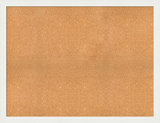 Amanti Art Natural Cork Board for Wall, 39x51 Vision Board with White Frame, Oversize Corkboard Office Decor for Home Organization, Casual Corkboard Pinboard to Display Items for Home Organization in