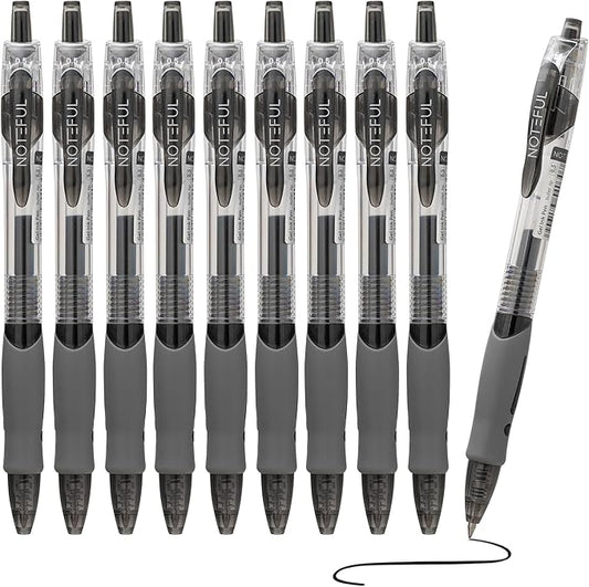 Retractable Click Gel Pens For Journaling, Smooth Writing, Black Gel Ink Fine Point Pen (0.5 mm), Pack of 8