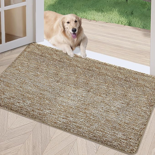 REFETONE Indoor Doormat, Front Door Mat 36"x59" Absorbent Rubber Backing Non Slip Back Door Mats, Washable Low-Profile Inside Floor Mat Door Rugs for Entryway, Resist Dirt Mud Mat for Dogs, Coffee
