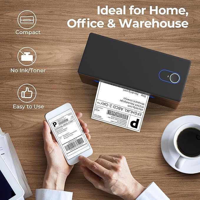 Nelko Bluetooth Thermal Shipping Label Printer, Wireless 4x6 Shipping Label Printer for Shipping Packages, Support Android, iPhone and Windows, Widely Used for Amazon, Ebay, Shopify, Etsy, USPS