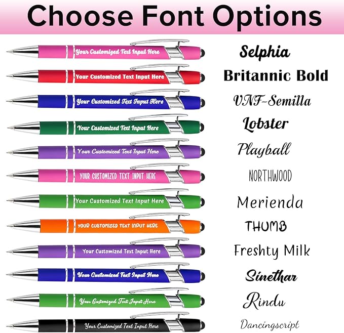 Up to 100 Pcs Personalized Ballpoint Pen Custom Pens Free Engraved Bulk with Name Logo Soft Black Ink Stylus with Touch Metal Office Gift for Anniversaries Graduations Birthdays