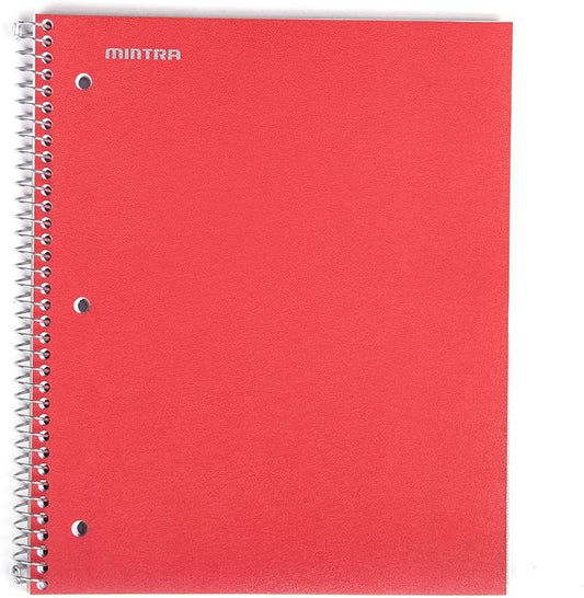Mintra Office Durable Spiral Notebooks, 1 Subject, (Red, 4x4 Graph 1pk), 100 Sheets, Poly Pocket, Moisture Resistant Cover, School, Office, Business, Professional