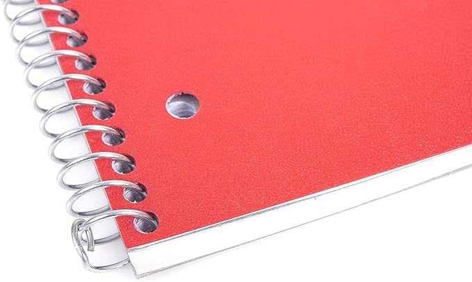 Mintra Office Durable Spiral Notebooks, 1 Subject, (Red, Wide Ruled 12pk), 100 Sheets, Poly Pocket, Moisture Resistant Cover, School, Office, Business, Professional