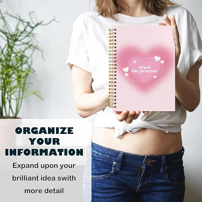BearCake Trendy Y2K Pink Aura Preppy Notebook Journal, Trust the Process Inspirational Notebooks, Aesthetic Notebooks, Pink Aesthetic Office Supplies, Hardcover Spiral Notebook 5.5x8.3
