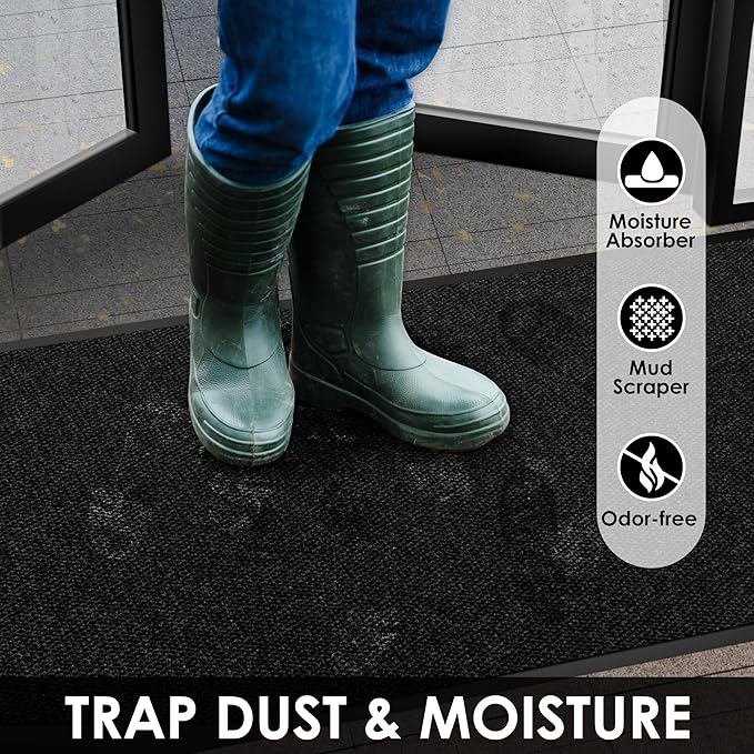 3′ x 44′ Front Door Mat Indoor Outdoor Entrance, Commercial Floor Mat Heavy Duty Dirt Trapper Entryway Doormat, Custom Size Non Slip Rubber Backing Welcome mat, Door Mat for High Traffic Area
