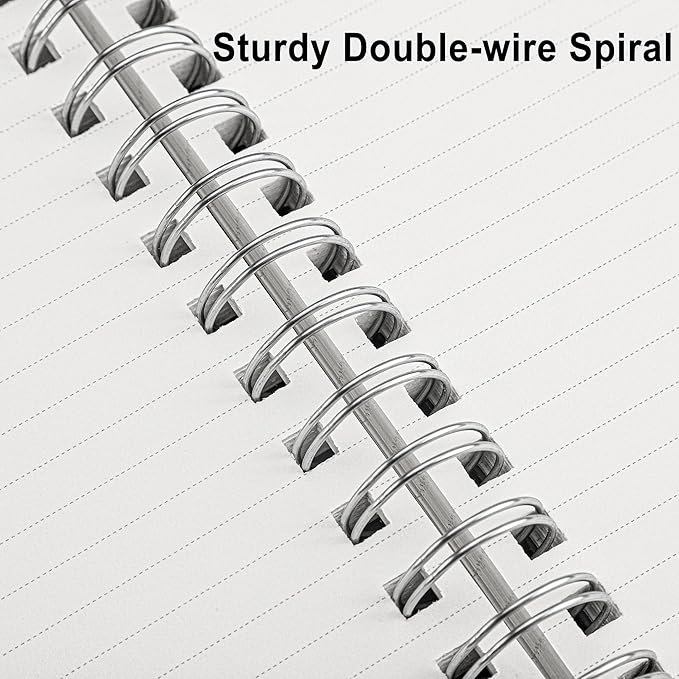RETTACY Spiral College Ruled Notebook, 300 Pages, B5 Medium Size (7.4" x 10"), for School, Work, Writing, Journaling, 100 GSM Thick Paper, Flexible Plastic Cover (Dark Green)