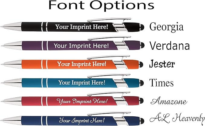 Up to 500 Pcs Custom Pens Bulk | Rainbow of Colors | Soft-Touch Metal Black Ink Personalized with Name or Message (Red, 50 pcs)