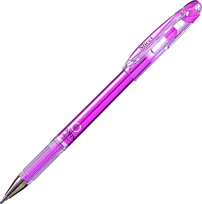 Pentel Arts Slicci Metallic 0.8 mm Needle Tip Gel Pen, Metallic Pink Ink, Box of 12 (BG208-Mp)