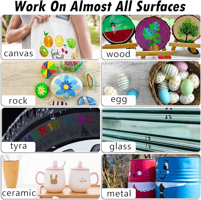 Blue Paint Pens Paint Markers - 12 Pack Permanent Quick Dry Waterproof Marker Pens for Rocks Wood Fabric Plastic Canvas Glass Mugs Metal Tire Stone
