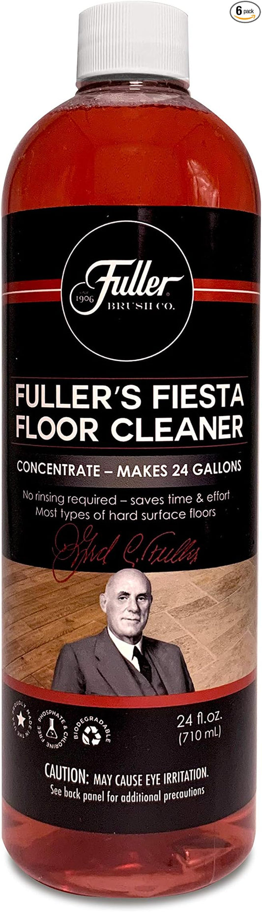 Fuller Brush Fiesta Floor Cleaner Liquid Concentrate - Multi-Surface & Industrial Cleaning For Hardwood, Laminate, Linoleum, Tile & Ceramic Floors, 24 Fl. Oz. Bottle (Pack of 6)