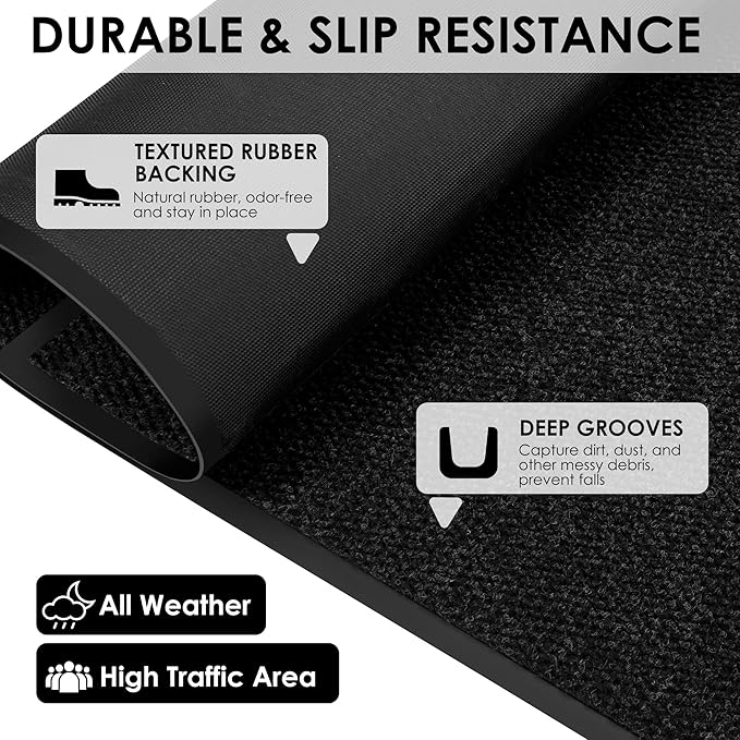 4′ x 65′ Front Door Mat Indoor Outdoor Entrance, Commercial Floor Mat Heavy Duty Dirt Trapper Entryway Doormat, Custom Size Non Slip Rubber Backing Welcome mat, Door Mat for High Traffic Area