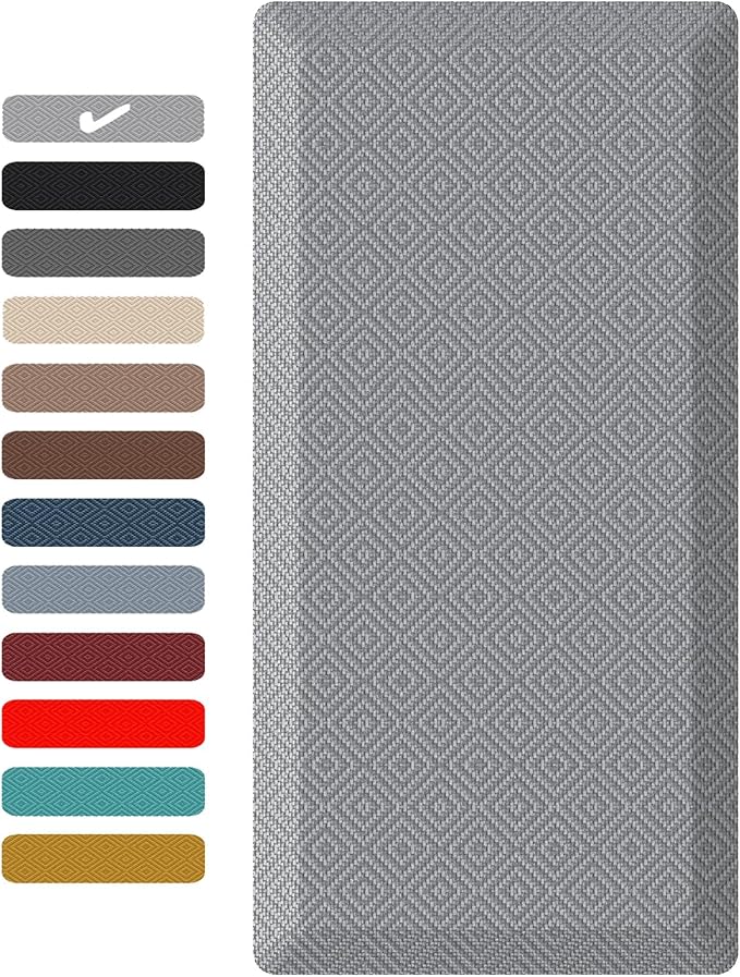 Ophanie Kitchen Mats for Floor, 3/4 Inch Thick Kitchen Rugs, Anti Fatigue Standing Cushioned Mat, Waterproof,Comfort Ergonomic Mat for Office, Home, Sink, 24'' x 70'' Grey Non-Slip Bottom