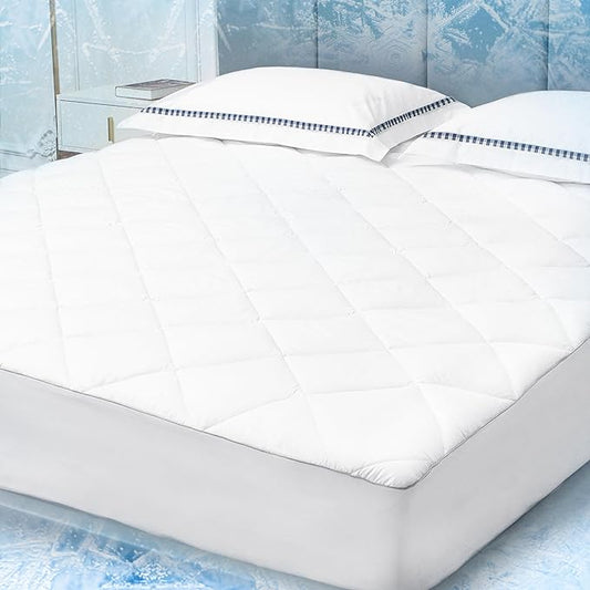 Sunflower Full Chill Soft Cooling Mattress Pad, Full Size, White, Waterproof, Deep Pocket, Machine Washable